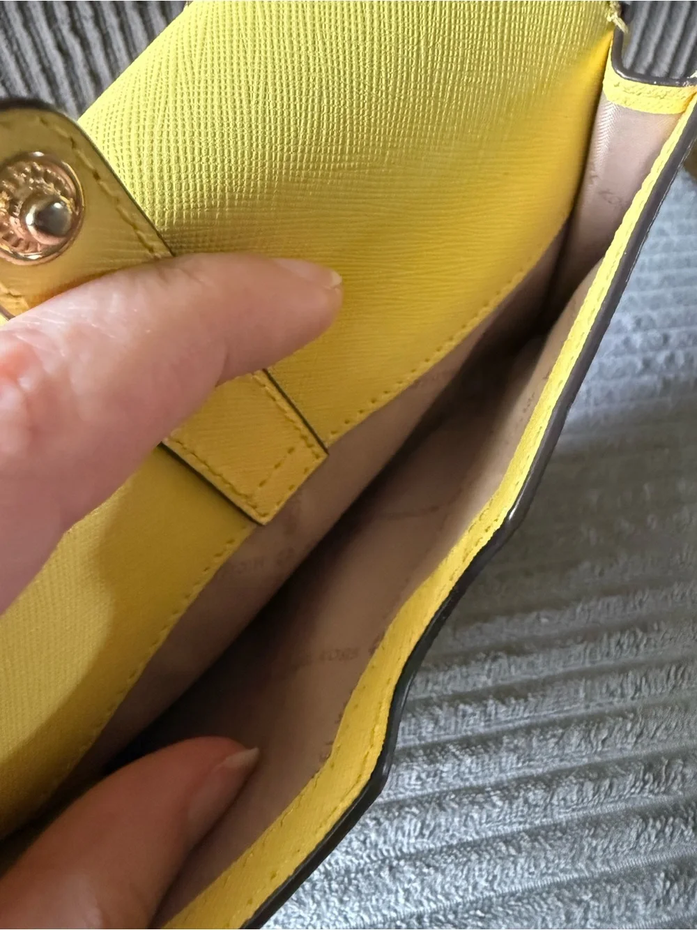 MICHAEL KORS Yellow Saffiano Leather Crossbody Small Bag Wallet with Gold Chain